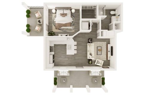 Floor plan for 1 bed, 1 bath, 644 sqft